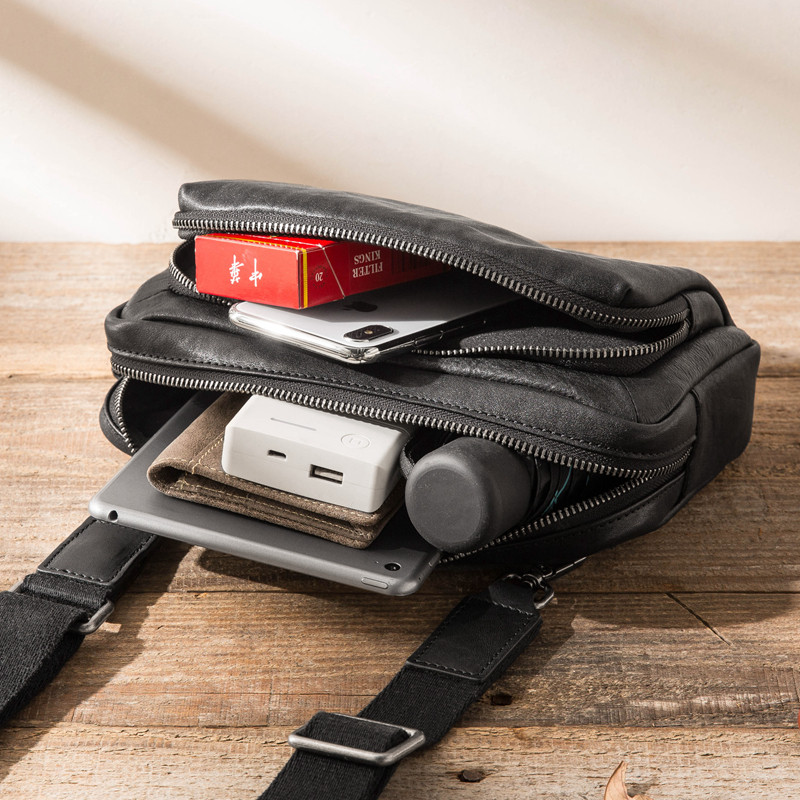 真皮男士潮牌斜挎包多功能头层牛皮手拿包大容量单肩包休闲小抓包,淘宝优惠券,粉丝福利购,淘宝优惠卷