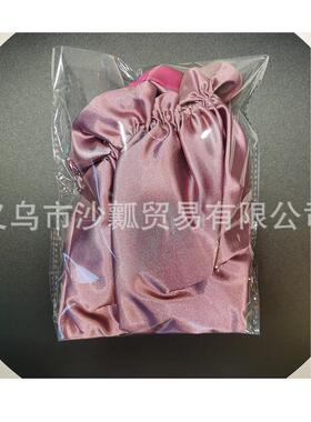 双层弹力色丁睡帽丝滑真丝双面拼色抽绳帽