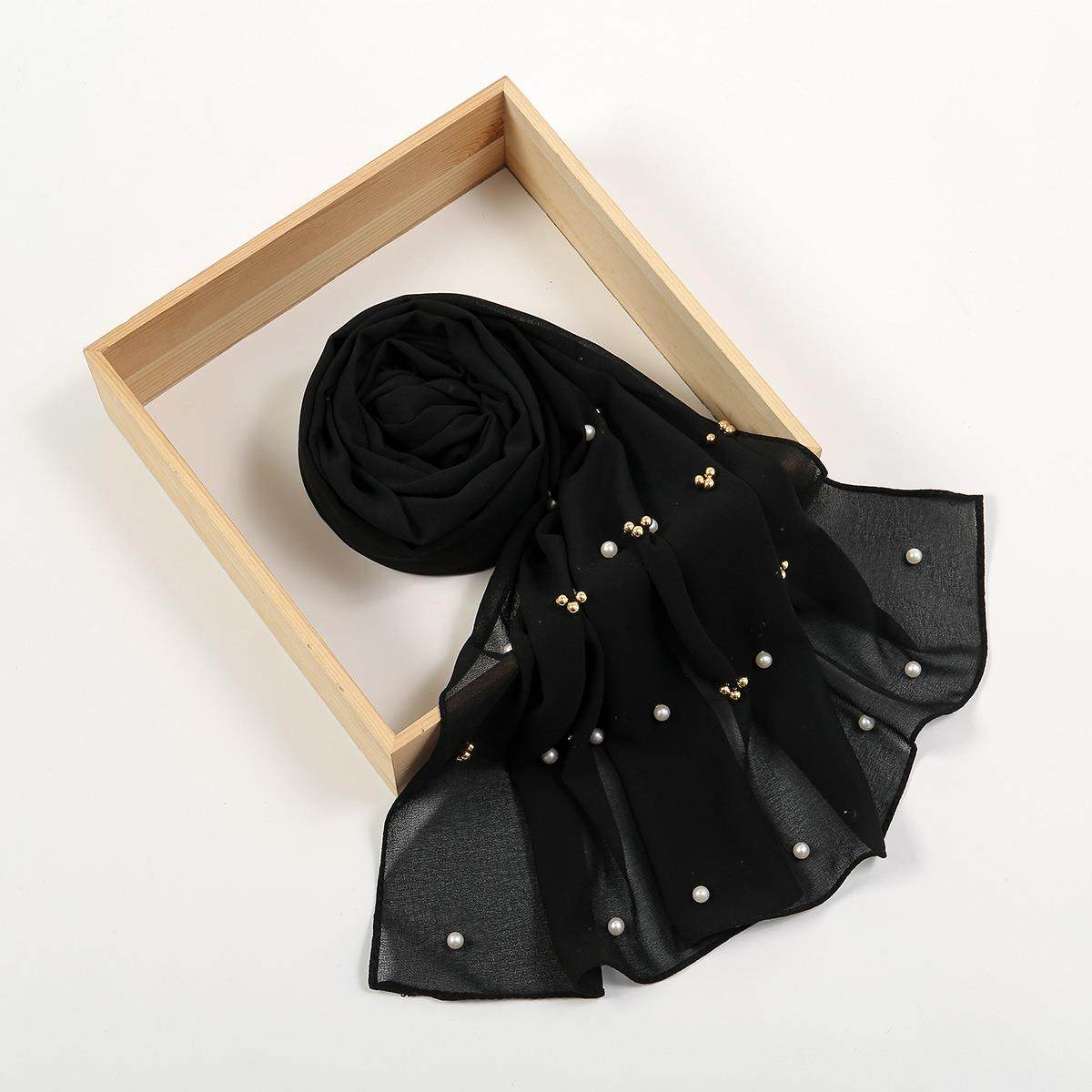 新款钉珍珠雪纺围巾 马来西亚包头巾雪纺盖头巾女士丝巾,淘宝优惠券,粉丝福利购,淘宝优惠卷