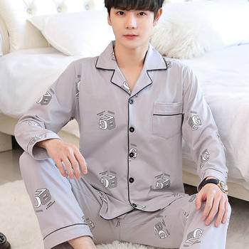 Yu Zhaolin ຜູ້ຊາຍ pajamas ແຂນຍາວ 100% ຝ້າຍພາກຮຽນ spring ແລະດູໃບໄມ້ລົ່ນບາງໆຜູ້ຊາຍດູໃບໄມ້ລົ່ນດູໃບໄມ້ລົ່ນແລະລະດູຫນາວເຮືອນເຄື່ອງນຸ່ງຜູ້ຊາຍ summer