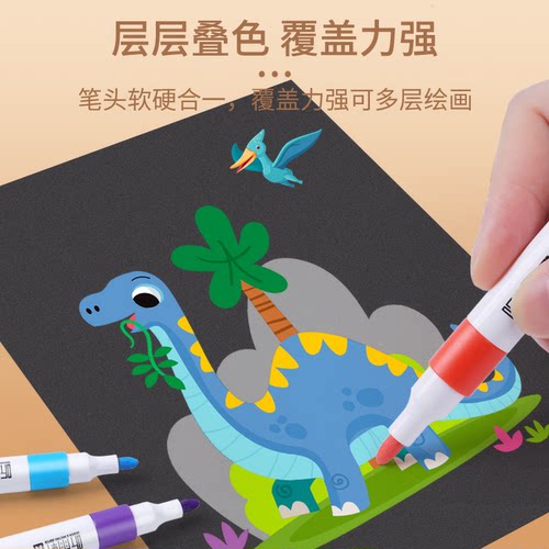 听雨轩小学生专用丙烯马克笔不透色可叠色水彩笔36色防水手绘diy画画笔美术专用彩笔幼儿园画笔24彩色208-48 - 图3