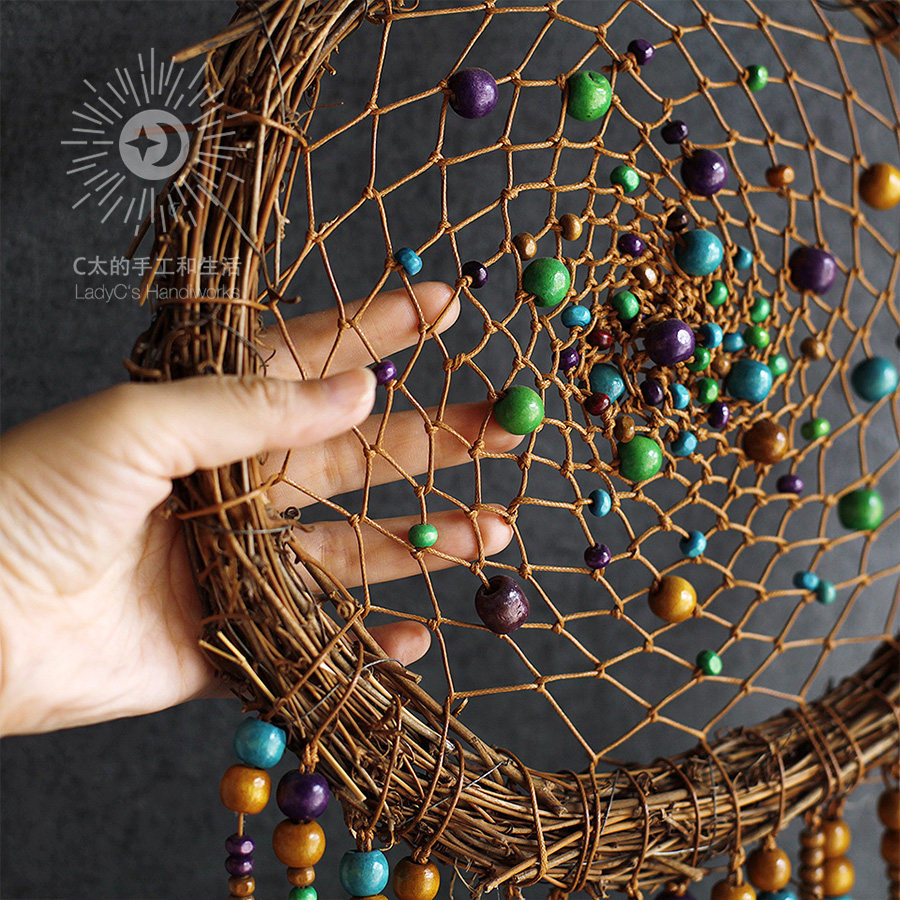 孔雀翎毛/ 藤编原创手工捕梦网25cm家居装饰挂饰墙饰礼物有礼盒,淘宝优惠券,粉丝福利购,淘宝优惠卷