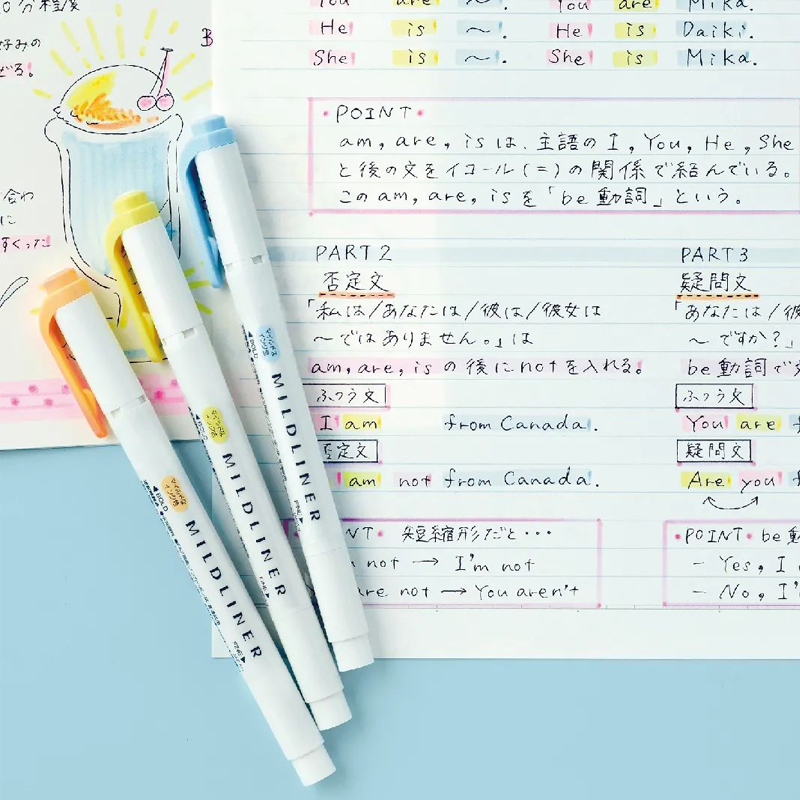 【新色现货】日本ZEBRA斑马荧光色笔自然温和色系WKT7淡色双头彩色记号笔学生手帐用划重点标记笔日系ins - 图2