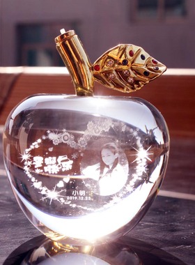 水晶照片送女生朋友生日刻字摆件