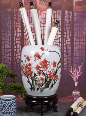 山水中式花瓶书画缸缸字画收纳
