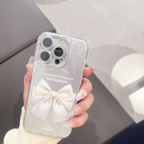 适用苹果17PROMAX 16 15pro 14 13 iPhone12 11卡通女款小清新带闪粉镜头膜直边精孔防摔IMD羽纱手机壳批发 - 图3