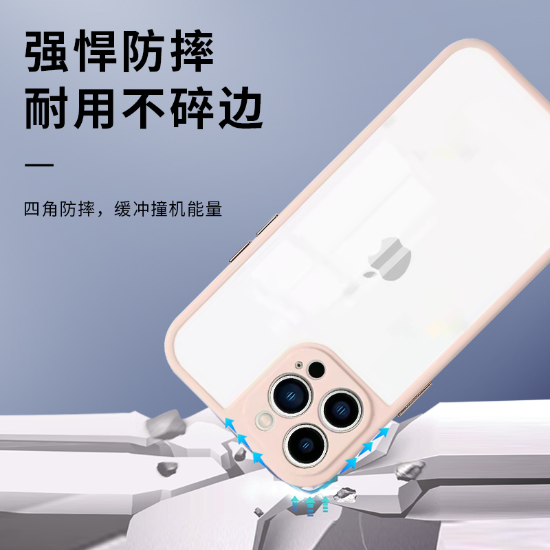 好物清仓适用苹果14 iPhone13 12promax七彩缤纷金属按键高透透明手机软壳 - 图0