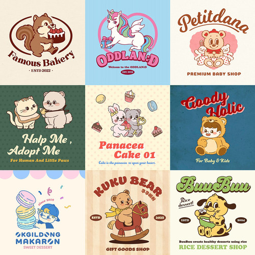 可爱logo设计商标复古烘焙甜品宠物搞怪手绘卡通门头招牌头像定制 - 图3
