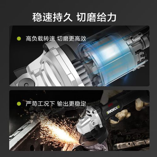 威克士小蛮腰锂电无刷角磨机WU806充电大功率电动切割打磨抛光机 - 图2
