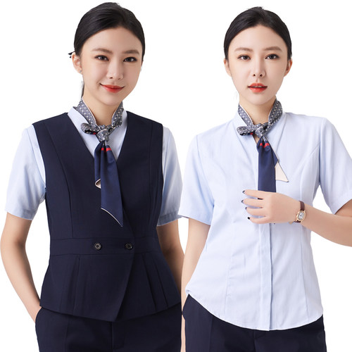 22新款中国移动女工作服营业厅公司工装藏青裤子套装套服工服 - 图2