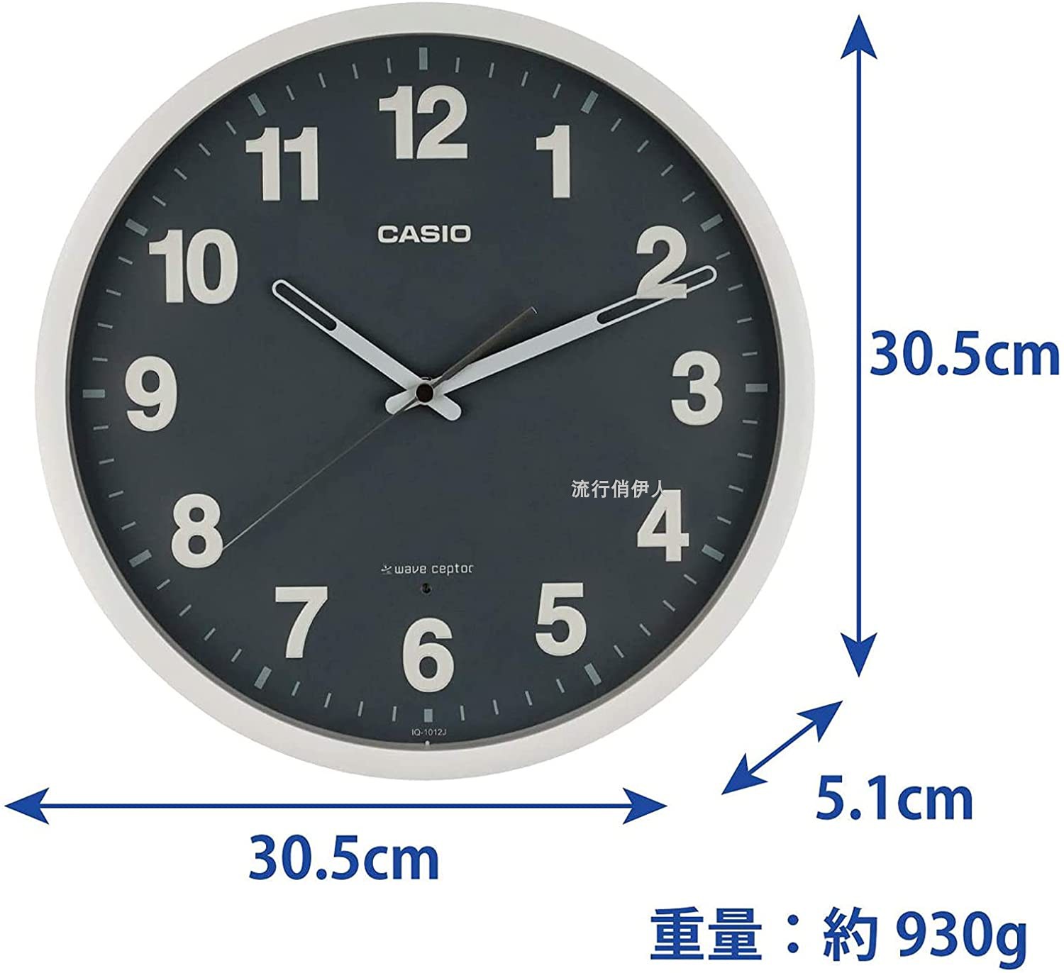 量贩时计 CASIO卡西欧电波自动北京时客厅简约挂钟IQ-1012J-8JF-图1