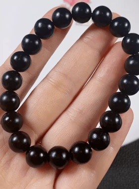 新疆天然和田玉墨玉老型珠圆珠手串手链籽料男款黑羊脂正品配饰品