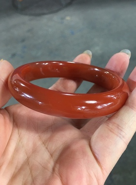 天然南红玛瑙手镯内径55毫米联合料樱桃红四川凉山南红原矿