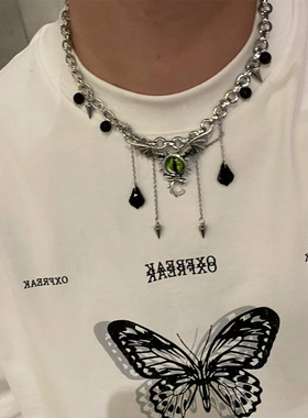 新款重工辣妹项链暗黑水钻流苏锁骨链Y2K千禧甜酷亚文化链子coker
