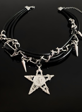 星星项链铆钉亚文化配饰