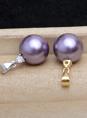 紫色贝壳珠仿珍珠s925纯银王妃款