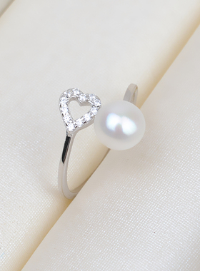 淡水真珍珠戒指s925纯银活口调节