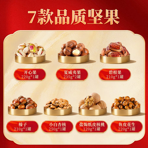 【k姐推荐】沃隆鸿运当头1.7kgx2盒纯坚果定制年货礼盒坚果零食 - 图0