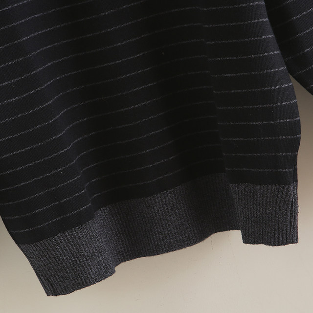 2025 Half Turtle Collar Open Zipper Striped Sweater Men's Autumn and Winter Casual Sweater Men's Wool Bottoming Sweater Trendy