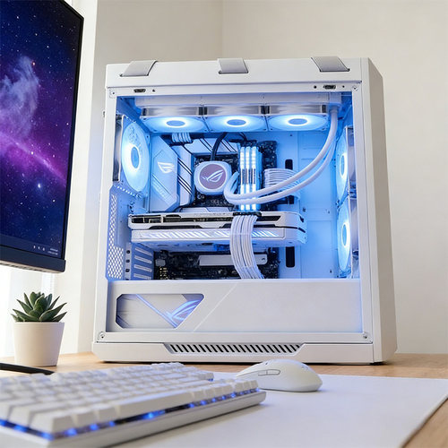 华硕ROG太阳神纯白全家桶AMD 9850X3D 9700X RTX5080/5070 360水冷电竞游戏台式机DIY组装电脑主机三角洲吃鸡 - 图2