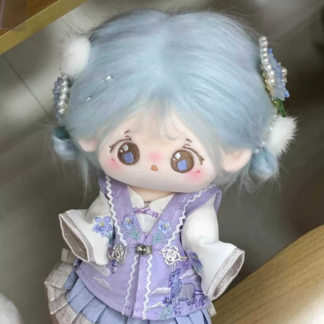 20cm棉花娃娃古风衣服套装玩偶公仔替换装中国风紫色汉服裙子娃衣 - 图0