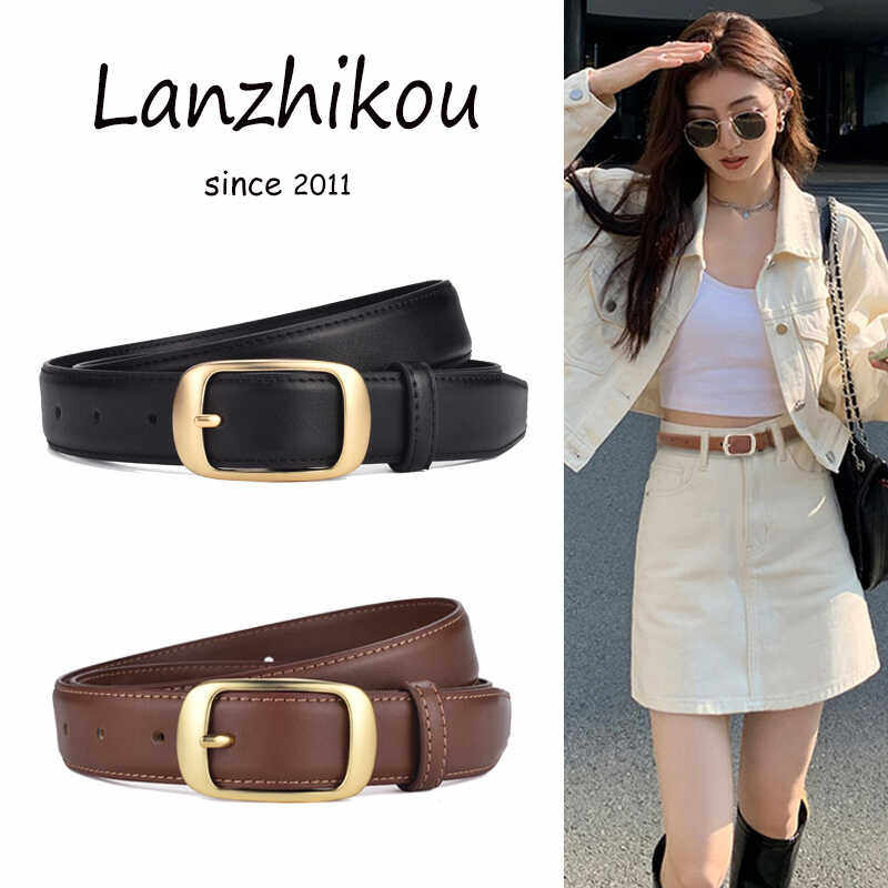 女款皮带新款女士腰带装饰设计感小众个性百搭牛仔裤黑色真皮裤带