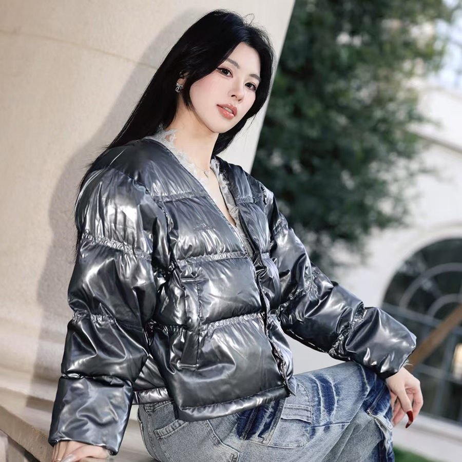 官方授权JacFLeurant拼接破坏针织冬季加厚假两件羽绒服外套女装-图1