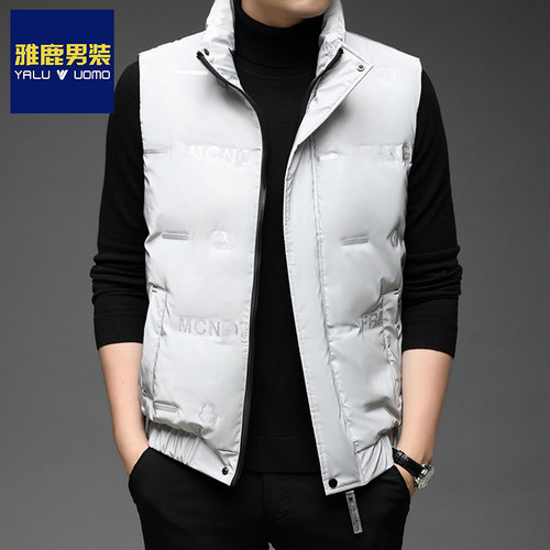 雅鹿男装羽绒马甲男2025年冬季青年保暖防风亮面免洗外穿马夹外套 - 图2