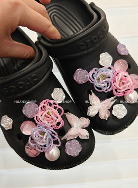 雾屿花蝶丨春天少女洞洞鞋鞋花crocs鞋扣配饰鞋面装饰花朵装饰扣