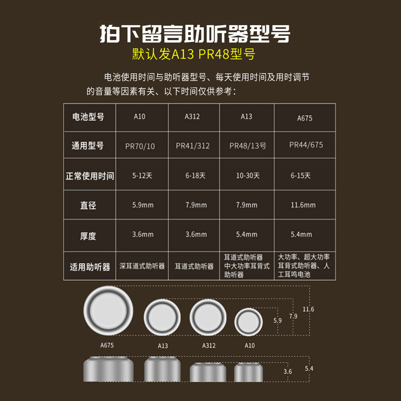 南孚助听器电池a13西门子纽扣a675p a10号a312听力pr48人工耳蜗-图0