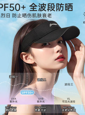李宁夏季遮阳空顶帽男运动防晒帽
