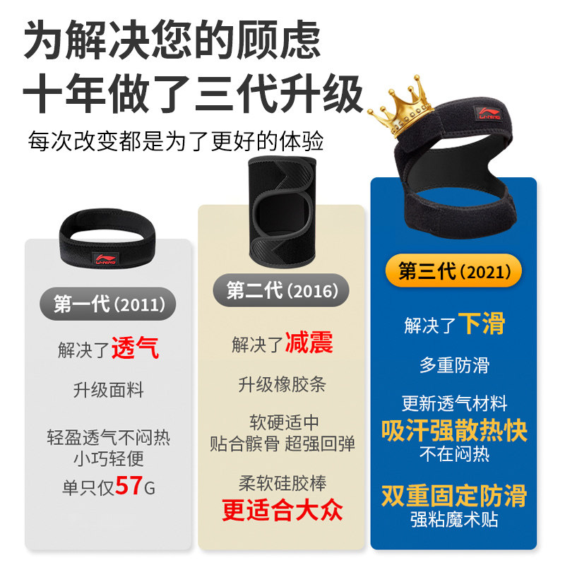 李宁运动男膝盖健身羽毛球髌骨带 lining李宁双豪运动护膝/髌骨带
