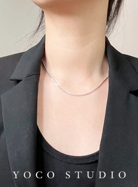 YOCOSTUDIO纯银蛇骨链女方形面