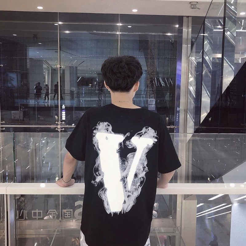 正品 VLONE 华盛顿限定墨白烟雾翅膀短袖宽松潮牌T恤男女情侣同款 - 图0