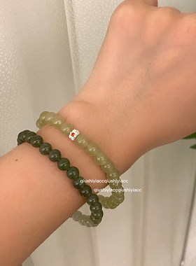 新中式绿色系弹力绳串珠手链