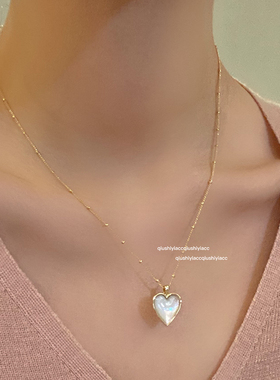 其他贝母铜合金女爱心项链