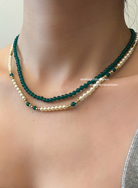 其他玛瑙铜合金女祖母绿项链