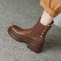Italian designer Corso Venezia Chelsea boot 2023 autumn winter new female short boot genuine leather thick bottom