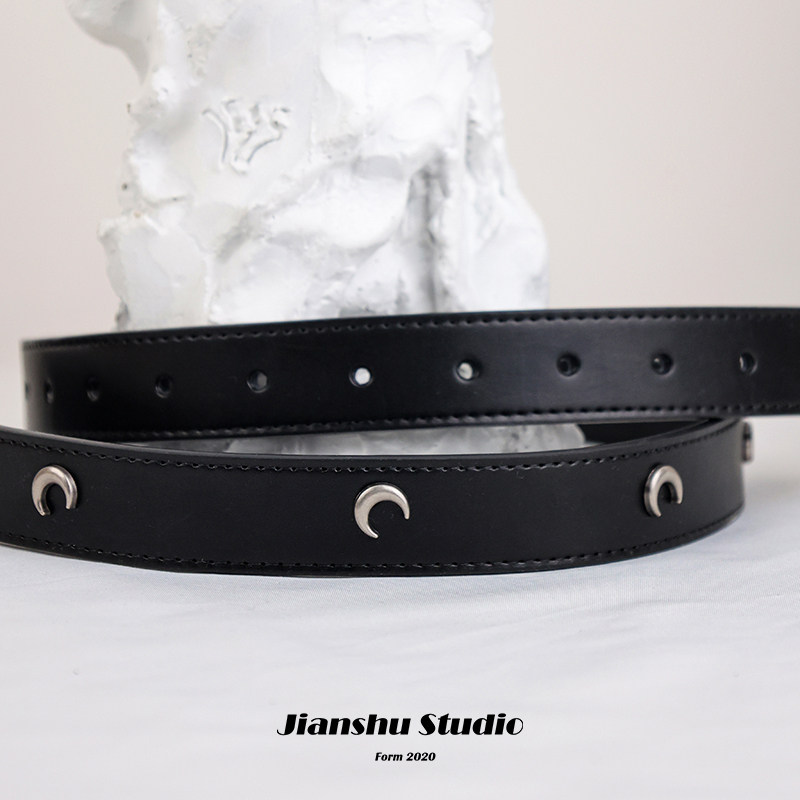 简束Marine做旧五金复古朋克男女士月牙真皮腰带月亮牛皮皮带女,淘宝优惠券,粉丝福利购,淘宝优惠卷