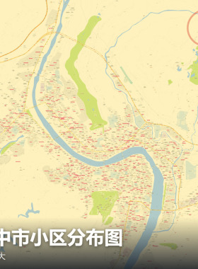 巴中市小区分布图 现代简约装饰画 办公室挂画 定制地图挂图