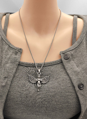 ins嘻哈翅膀项链欧美风天使之翼六芒星三叉戟海王项饰品男女情侣