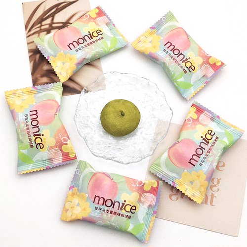 MONICE茉奈桂花乌龙蜜桃味绵绒糖夹心棉花糖喜糖散装休闲零食糖果 - 图0