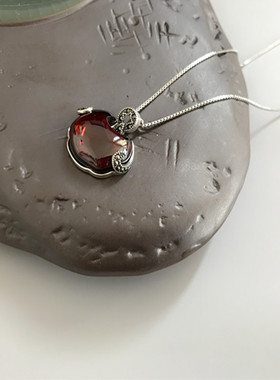 平安锁项坠纯银石榴石石榴石