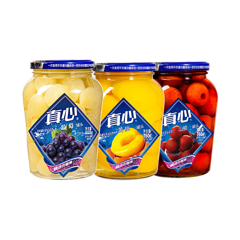 真心罐头水果罐头黄桃罐头橘子罐头整箱正品零食248g*6瓶