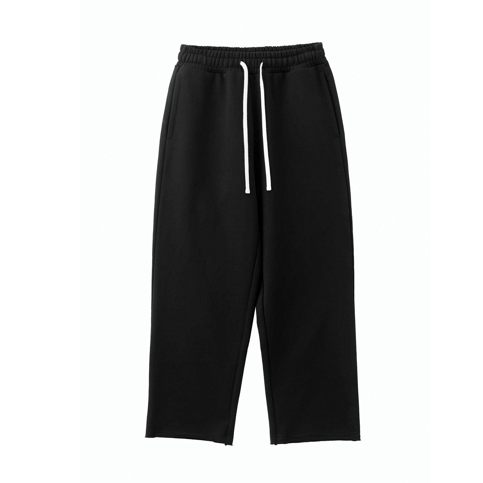 Cookies 600G全棉加厚卷边宽松休闲BAGGY松弛感卫裤黑色长裤 - 图2