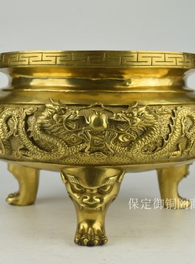 香炉黄铜关公二龙戏珠
