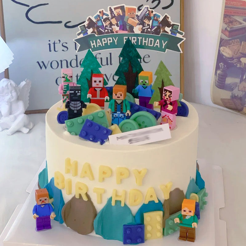 积木人仔世界主题蛋糕装饰插件摆件公仔儿童男孩生日烘焙装扮配件,淘宝优惠券,粉丝福利购,淘宝优惠卷