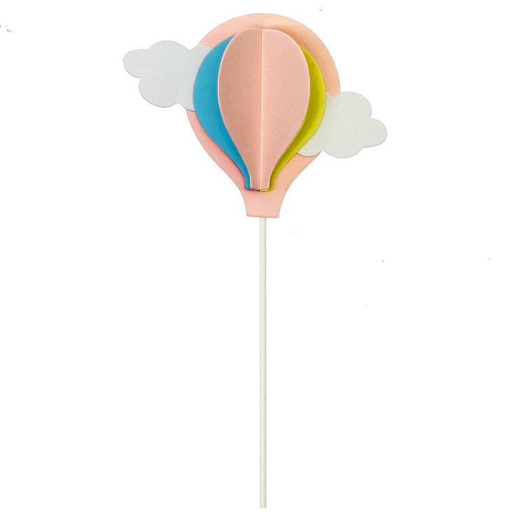 立体彩色热气球蛋糕装饰插牌云朵生日甜品台插件插旗烘焙用品-图3