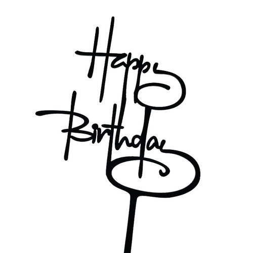 亚克力手写书法生日快乐蛋糕装饰插牌 happy birthday烘焙插件 - 图2