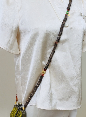 新中式刺绣茶事包斜跨包国风斜挎链多用纯手工背链古风民族风配饰